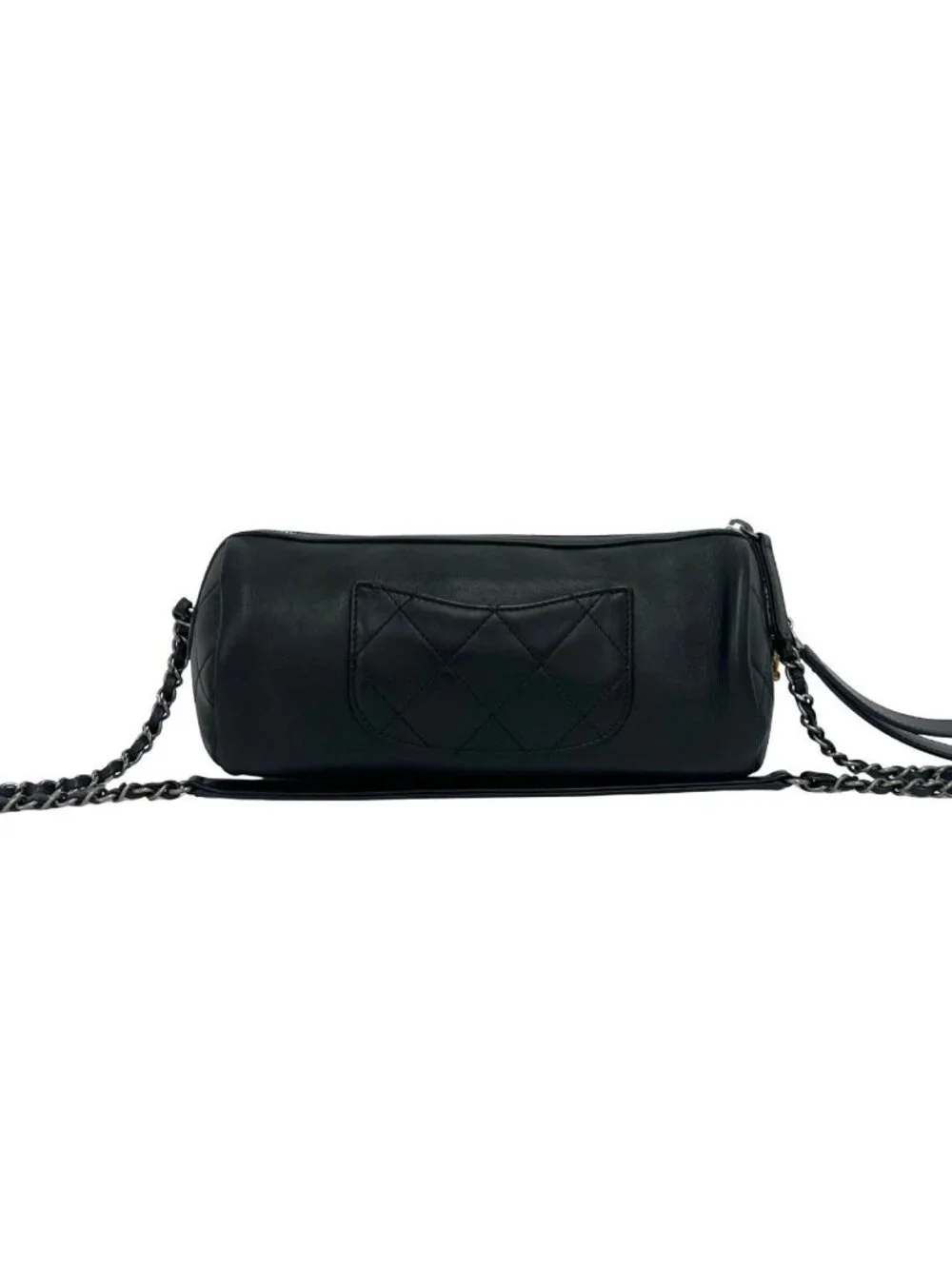 Chanel With Card Quilted Logo Chain Lambskin Leather Shoulder Bag Black